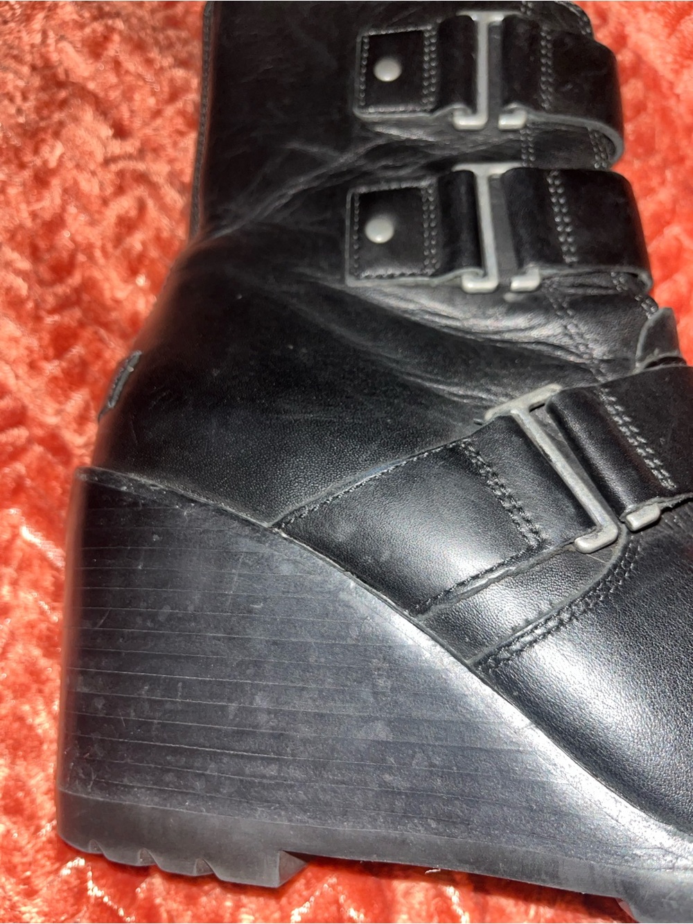 Sorel  Black Strappy Leather Women's Boots. Size 7. - Picture 4 of 10